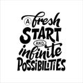 Fresh start quote poster. Hand drawn letering on white background. Typographic vector illustration Royalty Free Stock Photo