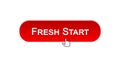Fresh start web interface button clicked with mouse cursor, red color, business