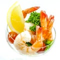 Fresh steamed shrimp in the glass isolate on white background. B Royalty Free Stock Photo