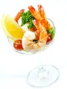 Fresh steamed shrimp in the glass isolate on white background. B Royalty Free Stock Photo