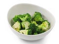 fresh steamed and sliced broccoli florets in white bowl isolated on white background Royalty Free Stock Photo