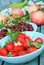 Fresh Strawbarries, cherries and apples