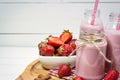 Healthy breakfast with fresh strawberries Royalty Free Stock Photo