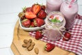 Healthy breakfast with fresh strawberries Royalty Free Stock Photo