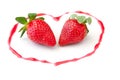 Fresh strawberries as romantic dessert on a plat