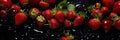 Fresh strawberries banner. Strawberry background. Close-up food photography