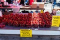 Fresh strawberries being sold in a finnish summer open market