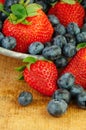 Fresh Strawberries and Blueberries in Colander Royalty Free Stock Photo