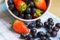 Fresh strawberries and blueberries Royalty Free Stock Photo