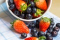 Fresh strawberries and blueberries Royalty Free Stock Photo