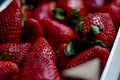 Fresh strawberries box Royalty Free Stock Photo