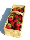 Fresh strawberries in a chip basket against a white background Royalty Free Stock Photo