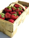 Fresh strawberries in a chip basket against a white background Royalty Free Stock Photo