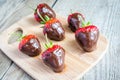 Fresh strawberries covered with dark chocolate Royalty Free Stock Photo