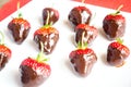 Fresh strawberries covered with dark chocolate Royalty Free Stock Photo