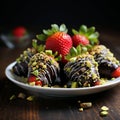 Fresh strawberries dipped in dark chocolate 1