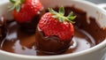 Fresh strawberries dipped in rich glossy chocolate coating Royalty Free Stock Photo