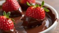 Fresh strawberries dipped in rich glossy chocolate coating Royalty Free Stock Photo