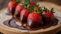 Fresh strawberries dipped in rich glossy chocolate coating Royalty Free Stock Photo