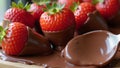 Fresh strawberries dipped in rich glossy chocolate coating Royalty Free Stock Photo