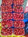 Fresh strawberries on fruit stall
