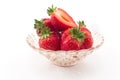 Fresh strawberries in a glass bowl Royalty Free Stock Photo