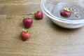 Fresh strawberries and glass bowl of chocolate Royalty Free Stock Photo