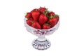 Fresh strawberries in a glass bowl isolated on white background Royalty Free Stock Photo