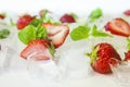 Fresh strawberries with ice cubes Royalty Free Stock Photo