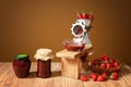 Fresh strawberries and jam in a jar Royalty Free Stock Photo