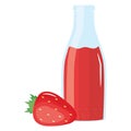 Fresh strawberries juice fruit in botttle