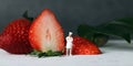 Fresh strawberries and miniature chef.