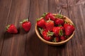 Fresh strawberries on an old wooden surface. Royalty Free Stock Photo