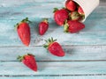 Fresh strawberries on an old wooden surface Royalty Free Stock Photo