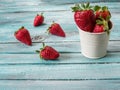 Fresh strawberries on an old wooden surface Royalty Free Stock Photo