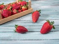 Fresh strawberries on an old wooden surface Royalty Free Stock Photo