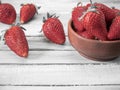 Fresh strawberries on an old wooden surface Royalty Free Stock Photo