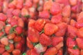 Fresh strawberries packaging in plastic bag. Royalty Free Stock Photo