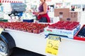 Fresh strawberries being sold in a finnish summer open market