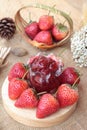 Fresh strawberries red at delicious and jam. Royalty Free Stock Photo