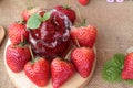 Fresh strawberries red at delicious and jam. Royalty Free Stock Photo