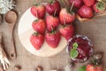 Fresh strawberries red at delicious and jam. Royalty Free Stock Photo