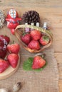 Fresh strawberries red at delicious and jam. Royalty Free Stock Photo