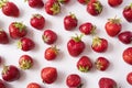 Fresh strawberries scattered on white background. Strawberries on a white background. Strawberry on white background. Creative fre