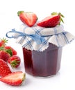 Fresh strawberries and strawberry jam jar Royalty Free Stock Photo