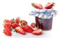 Fresh strawberries and strawberry jam jar Royalty Free Stock Photo