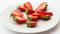 Fresh strawberries on a white plate. Royalty Free Stock Photo