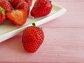 Fresh strawberries natural on wooden background organic natural Royalty Free Stock Photo