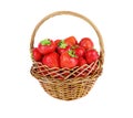 Fresh strawberries in a wooden basket isolated on a white background . Healthy food. Organic strawberry Royalty Free Stock Photo