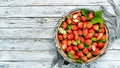 Fresh strawberries in a wooden box. Berries Royalty Free Stock Photo